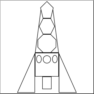 Clip Art: Basic Shapes: Rocket B&W