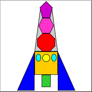 Clip Art: Basic Shapes: Rocket Color