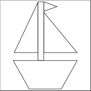 Clip Art: Basic Shapes: Sailboat B&W