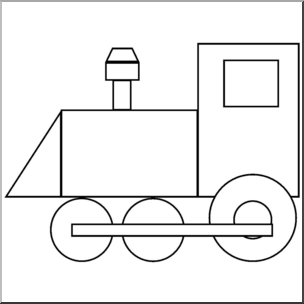 Clip Art: Basic Shapes: Train B&W