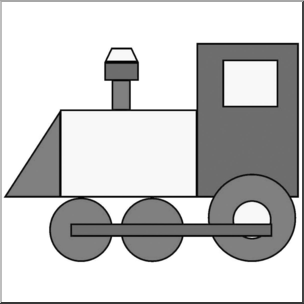 Clip Art: Basic Shapes: Train Grayscale
