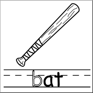 Clip Art: Basic Words: -at Phonics: Bat B&W