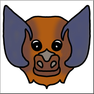 Clip Art: Cartoon Animal Faces: Bat Color