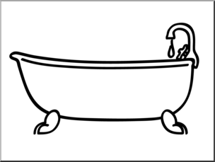 Clip Art: Basic Words: Bathtub B&W Unlabeled