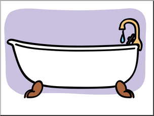 Clip Art: Basic Words: Bathtub Color Unlabeled