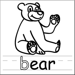 Clip Art: Basic Words: -ear Phonics: Bear B&W
