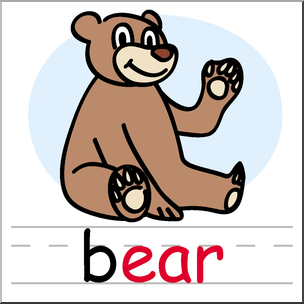 Clip Art: Basic Words: -ear Phonics: Bear Color