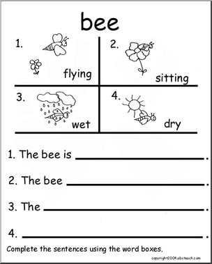 Beginning Writing Practice, Set 1a (bee)