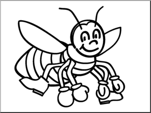 Clip Art: Basic Words: Bee B&W Unlabeled