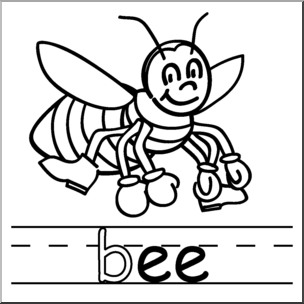 Clip Art: Basic Words: -ee Phonics: Bee B&W