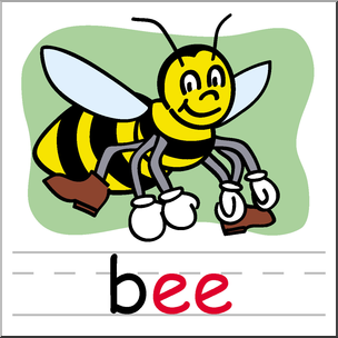 Clip Art: Basic Words: -ee Phonics: Bee Color