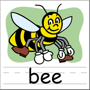 Clip Art: Basic Words: Bee Color Labeled