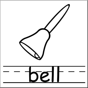 Clip Art: Basic Words: Bell B&W Labeled