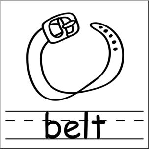 Clip Art: Basic Words: Belt B&W Labeled