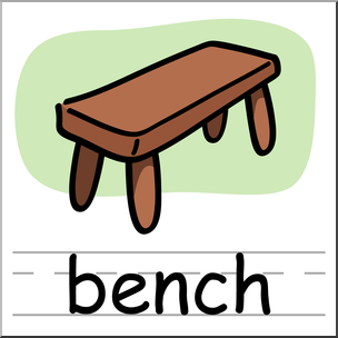 Clip Art: Basic Words: Bench Color Labeled