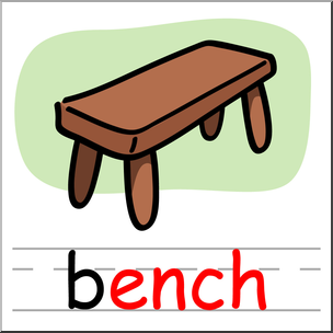 Clip Art: Basic Words: -ench Phonics: Bench Color