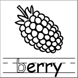 Clip Art: Basic Words: -erry Phonics: Berry B&W