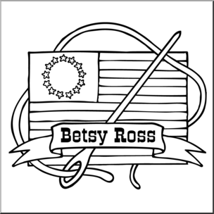 Clip Art: US Folklore: Betsy Ross B&W
