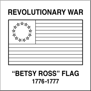 Clip Art: Flags: Revolutionary War Betsy Ross Flag B&W