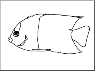 Clip Art: Fish: Bicolor Angelfish B&W
