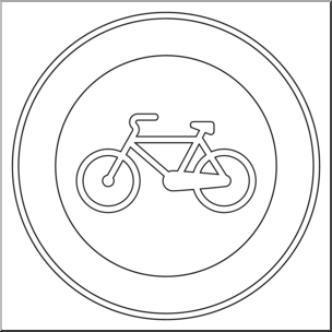 Clip Art: Signs: Bicycle Path B&W