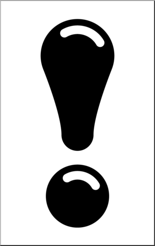 Clip Art: Punctuation: Big Exclamation Point 2 B&W 2