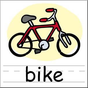 Clip Art: Basic Words: Bike Color Labeled