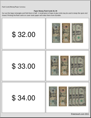 Math; Paper Money Flashcards ($32 – $42) Special Needs