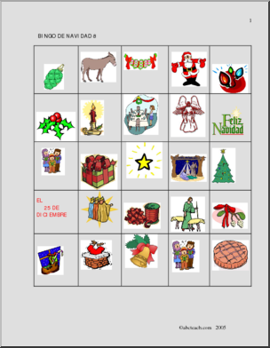 Bingo de Navidad: Tarjetas del 8 al 10