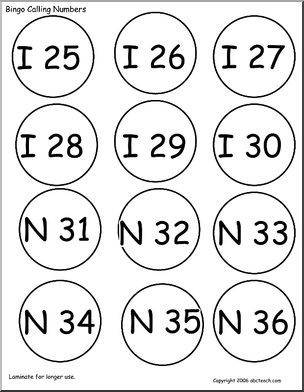 Bingo Cards: Numbers 1-75 (call chips)