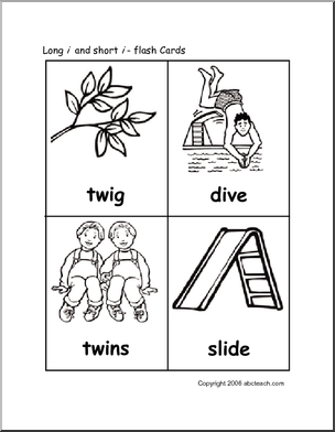 Long and Short I Vowel Sounds (b/w) Flashcards