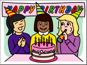 Clip Art: Basic Words: Birthday Color Unlabeled