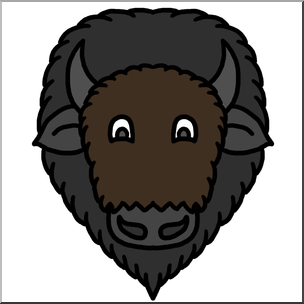 Clip Art: Cartoon Animal Faces: Bison Color