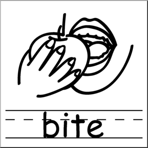 Clip Art: Basic Words: Bite B&W Labeled