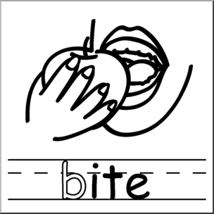 Clip Art: Basic Words: -ite Phonics: Bite B&W