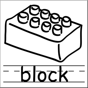Clip Art: Basic Words: Block B&W Labeled