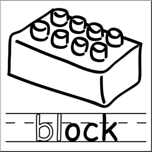 Clip Art: Basic Words: -ock Phonics: Block B&W
