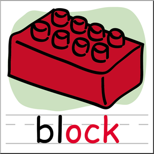 Clip Art: Basic Words: -ock Phonics: Block Color