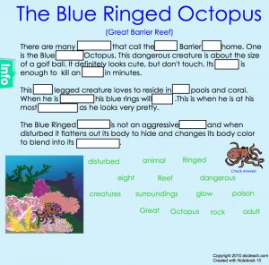 Interactive: Notebook: Animals–Great Barrier Reef–Blue Ringed Octopus