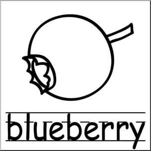 Clip Art: Basic Words: Blueberry B&W Labled