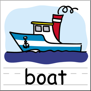 Clip Art: Basic Words: Boat Color Labeled