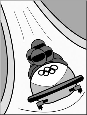 Clip Art: Winter Olympics: Bob Sleigh Grayscale