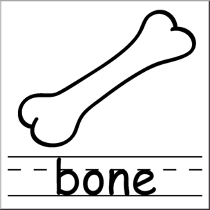 Clip Art: Basic Words: Bone B&W Labeled