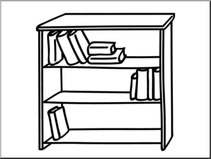 Clip Art: Basic Words: Bookcase B&W Unlabeled
