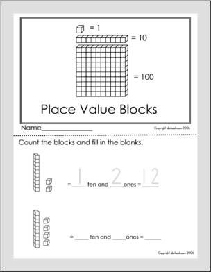 Place Value – Ones, Tens, & Hundreds Booklet