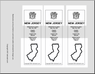 Bookmark: U.S. States – New Jersey (b/w)