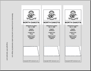 Bookmark: U.S. States – North Dakota (b/w)