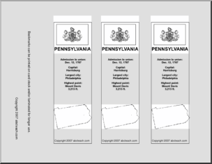 Bookmark: U.S. States – Pennsylvania (b/w)