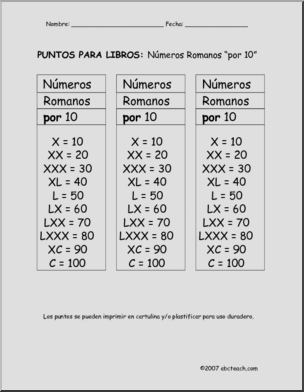Spanish: MatemÂ·ticas – NË™meros Romanos por 10 (elementaria)