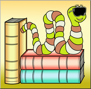 Clip Art: Cartoon Bookworm 6 Color 1